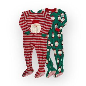 Carters Just One You Fleece Santa Clause Christmas Footed Pajamas Size 2 Toddler